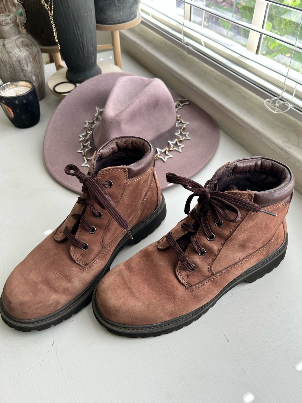 Traditional Timberland Brown Suede Lace-Up work Boots